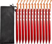 Pack of 12 Heavy Duty Aluminium Alloy Camping Tent Pegs with Reflective Rope for Outdoor Camping Beach and Sand - Adjustable Ground Nail Tent 18 cm