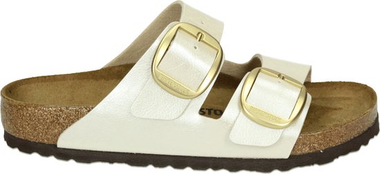 Birkenstock ARIZONA BIG BUCKLE BF PEARLWHI - Chaussons femme - Couleur : Wit/beige - Taille : 38