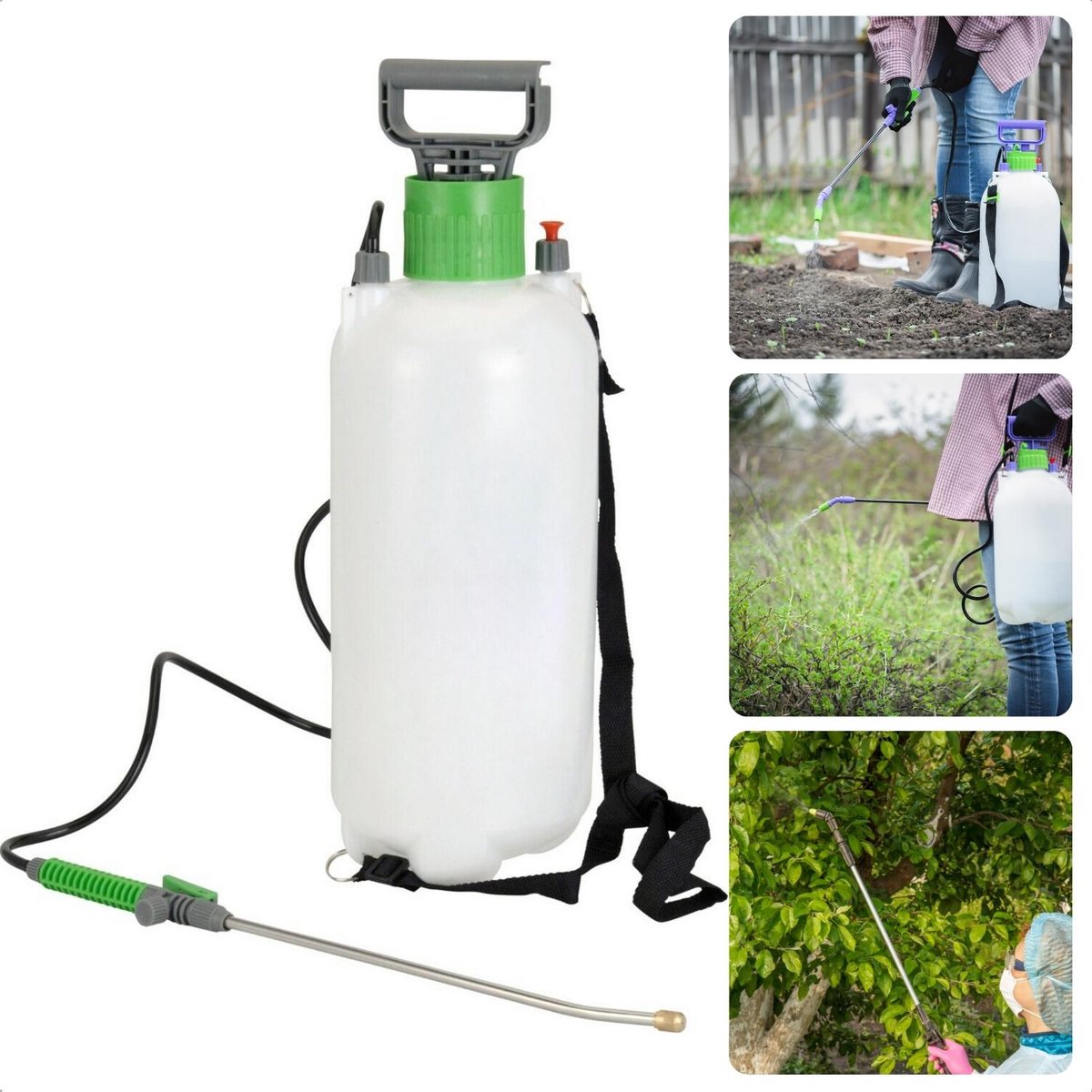 Hogedruk Plantensproeier met Pomp - 8 Liter - Verstelbaar Mondstuk - Draagriem - Drukspuit - Plantenspuit - Verstuiver - Druksproeier - Sproeilans - Vergrendelbare Trekker - Draagriem - Tuin Besproeien - Onkruid Verdelgen