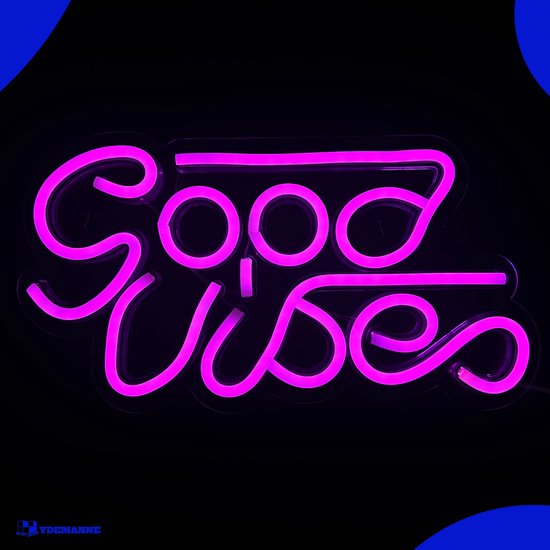 Neon Lamp - Good Vibes Roze - Incl. Ophanghaakjes - Neon Sign - Neon Verlichting - Neon Led Lamp - Wandlamp