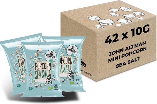 John Altman Popcorn Biologische Sea Salt - Vegan- Glutenvrij - 42 mini bags