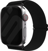 Strap-it Elastisch nylon bandje met klemsluiting - geschikt voor Apple Watch Series 1/2/3/4/5/6/7/8/9/Ultra- Rekbaar iWatch bandje in maat 42 / 44 / 45 / 49mm - zwart