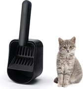 Kattenstrooilepel, kattenverschroeilepel, duurzame kattenbakschep voor het reinigen van kattenzandtoiletten reinigingsgereedschap voor huisdieren, katten, katten, huisdieraccessoires, groot, 8 x 11,5 x 28 cm (zwart)