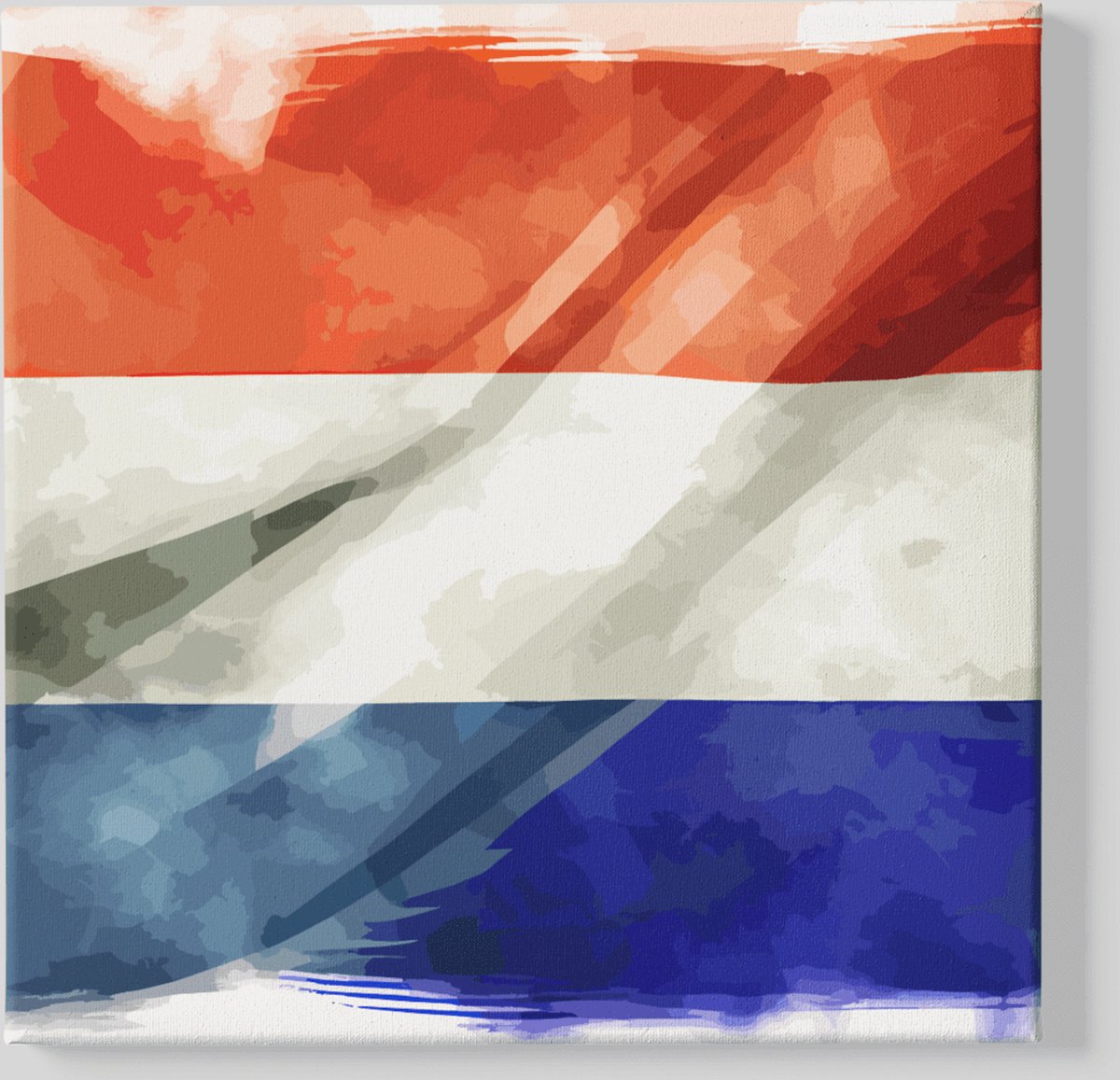 Trendex Global Canvas Schilderij - Nederland - Vlag - Vlaggen - Wanddecoratie - 40x40 cm Rood