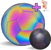 lichtgevende voetbal glow in the dark bal bright colors reflecterend holografisch maat 5 kinderen en volwassenen cadeau