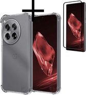 Hoes Geschikt voor OnePlus 12 Hoesje Siliconen Cover Shock Proof Back Case Shockproof Hoes Met Screenprotector - Transparant