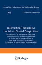 Lecture Notes in Economics and Mathematical Systems- Information Technology: Social and Spatial Perspectives