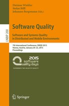 Software Quality Software and Systems Quality in Distributed and Mobile Environ