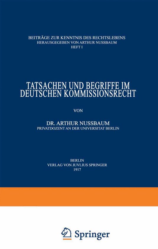 Tatsachen Und Begriffe Im Deutschen Kommissionsrecht - cover