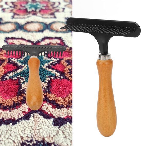 Astfys Hand Held Tapijt Rake, Tapijten/Tapijten Weer Pluizig, Schoon Haar, Laat Tapijt Herstellen Zachtheid (Zwart Ijzer