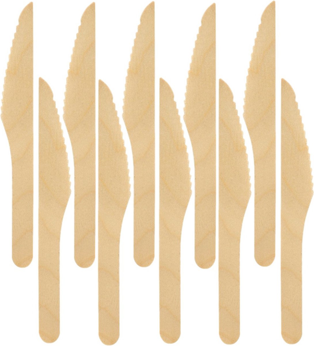 Biopak wegwerp messen - 20x - hout bestek - 16 cm - bio/eco/milieubewust