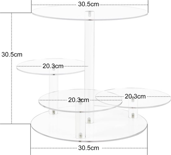 Cupcake-standaard met 6 niveaus, ronde acryl-cupcakehouder, 51 cm hoog, gelaagde bakstandaard, cupcaketoren, doorzichtige dessertdisplaystandaards, gebaktoren voor bruiloftsfeest, babyshower
