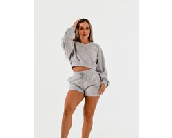 Dames loungewear set met short en sweater – zacht & comfortabel – DM Training All Day Lounge Set (grijs)
