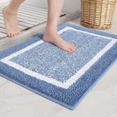 Badmat doux en microfibre 50 x 75 , tapis de salle de bain antidérapant lavable en machine, tapis de bain absorbant l'eau de Douche , tapis de sol durables (Blauw)
