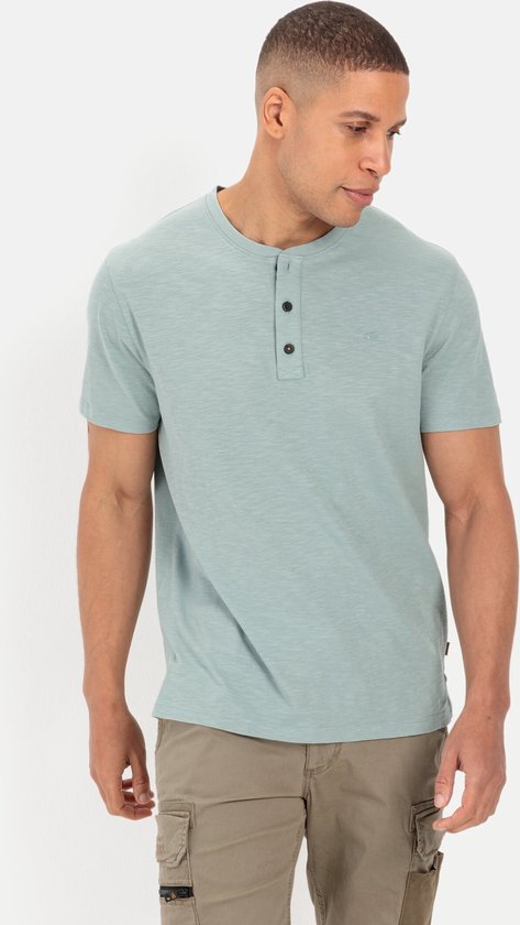 camel active Henley-shirt van gecertificeerd biologisch katoen - Maat menswear-6XL - Groen