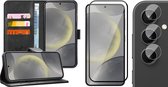 Hoesje geschikt voor Samsung Galaxy S24 Plus - Screenprotector Volledig Dekkend Glas & Camera - Portemonnee Book Case Zwart