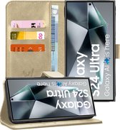 Hoesje geschikt voor Samsung Galaxy S24 Ultra - Portemonnee Book Case Goud