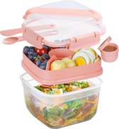 Lunchbox slabox to go, broodtrommel voor volwassenen, lunchbox met vakken, lekvrij, 1,3 l bento box, snackbox, salade to go box, broodtrommel voor kinderen, school, picknick, kantoor, reizen,