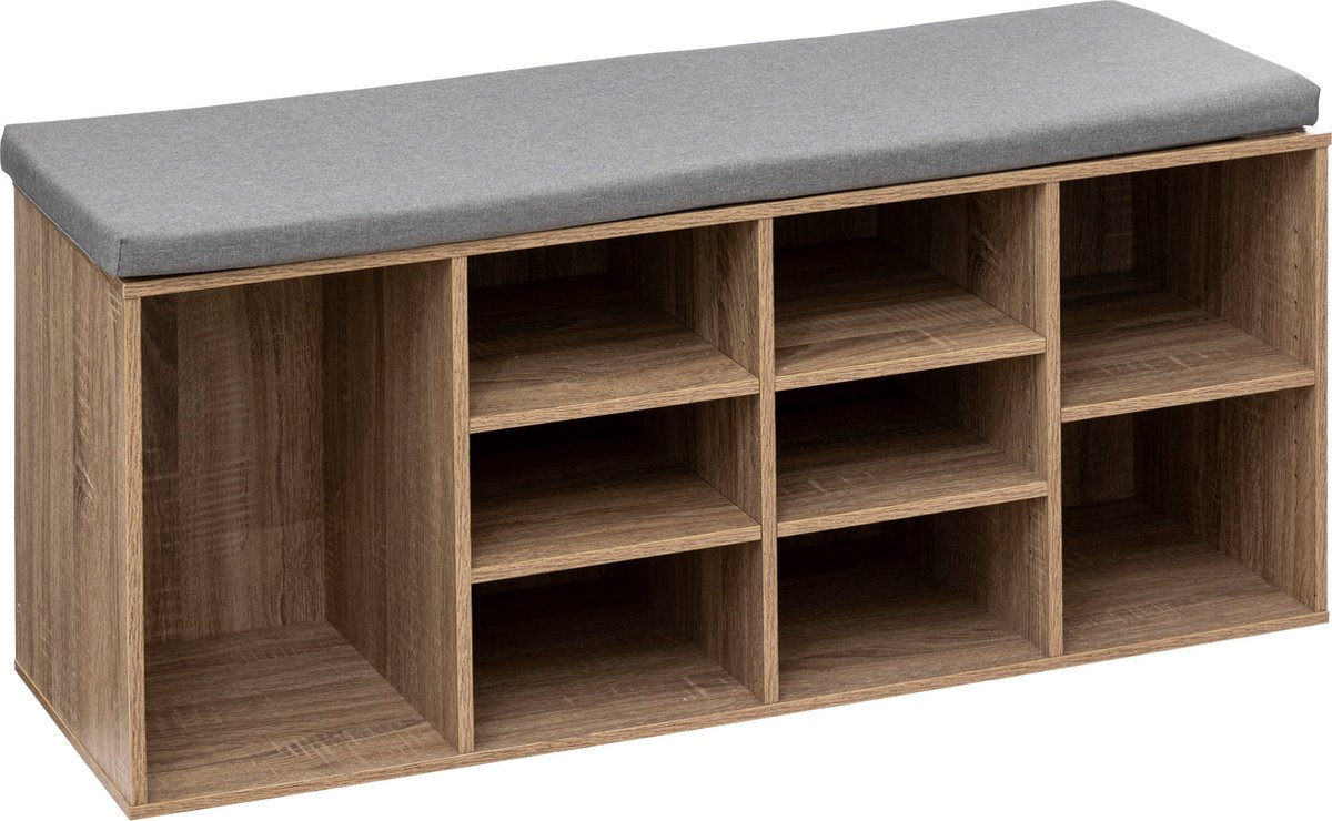 5Five Schoenen opbergbank met kussen 105x34x49cm - 8 paar - Bruin