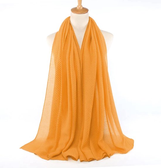 Ribbel / Crinkle Sjaal - Oker Geel | Sjaal/Hijab/Hoofddoek | Polyester | 180 x 90 cm | Fashion Favorite
