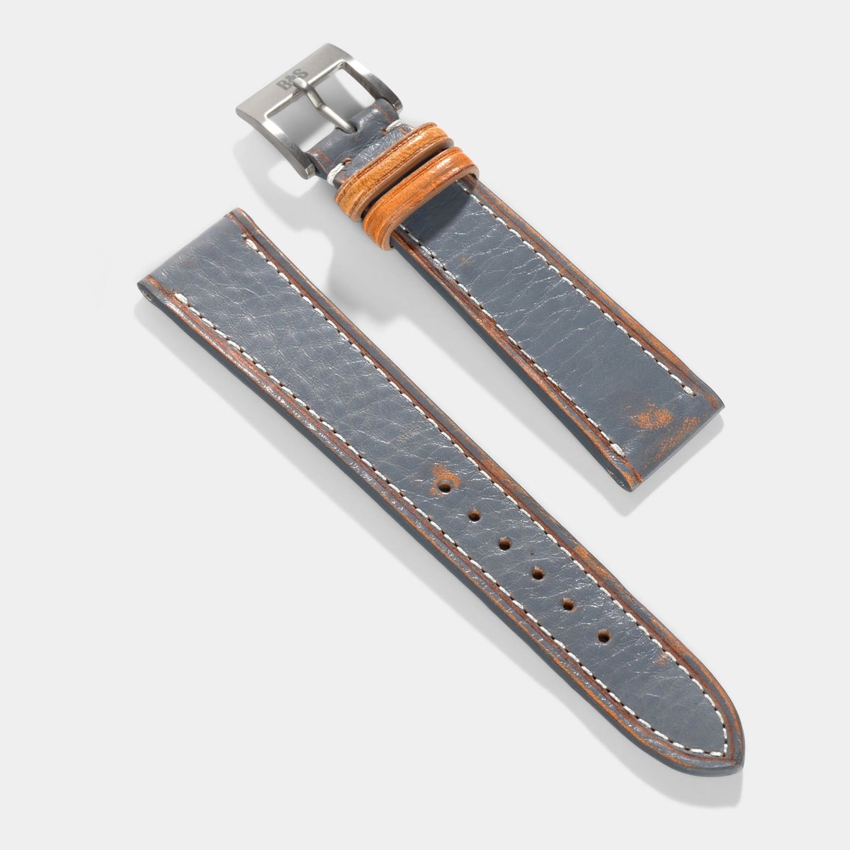 BS Leren Horlogeband Luxury - Denim Blue Retro - 20mm