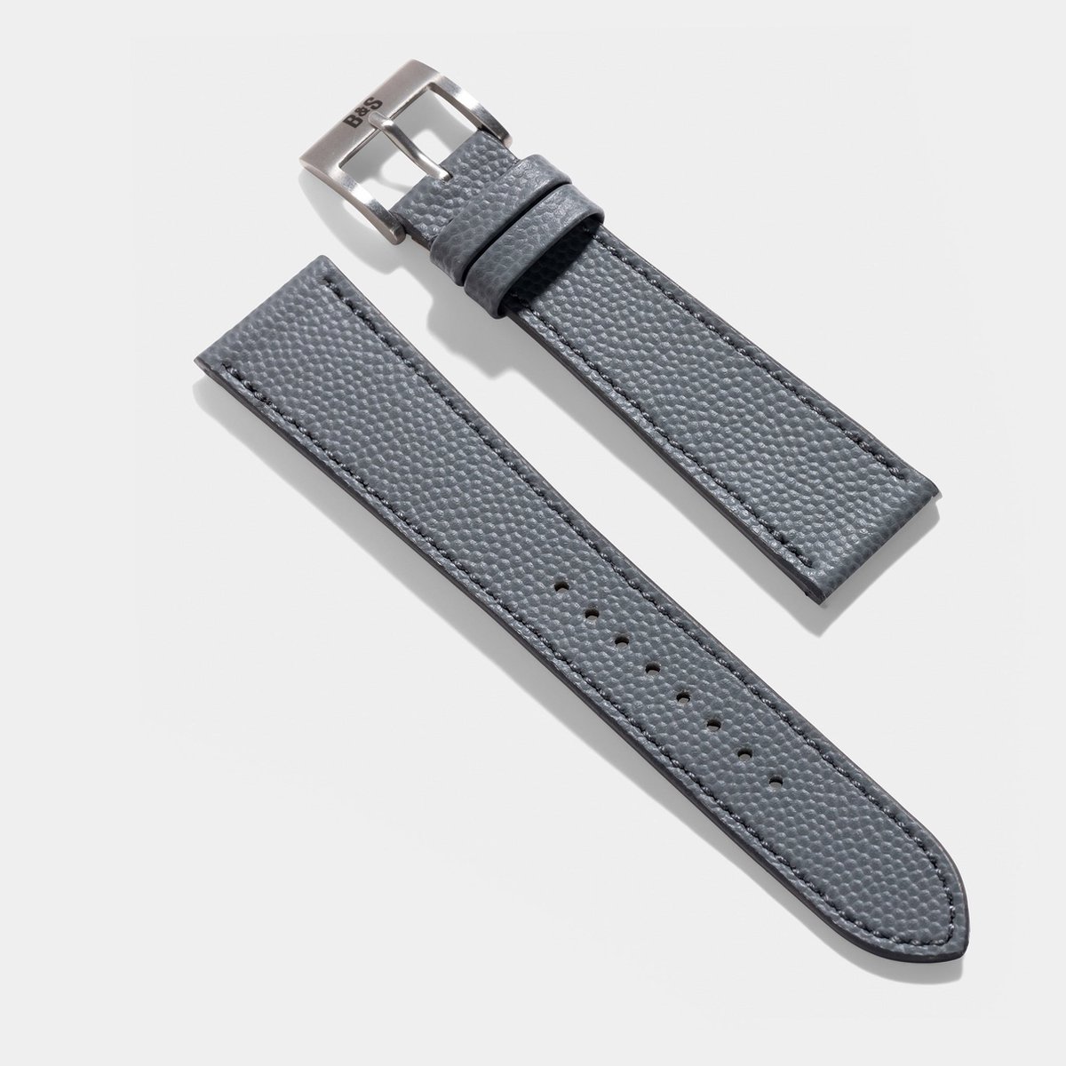 BS Leren Horlogeband Luxury - Pebbled Grey Tonal - 20mm