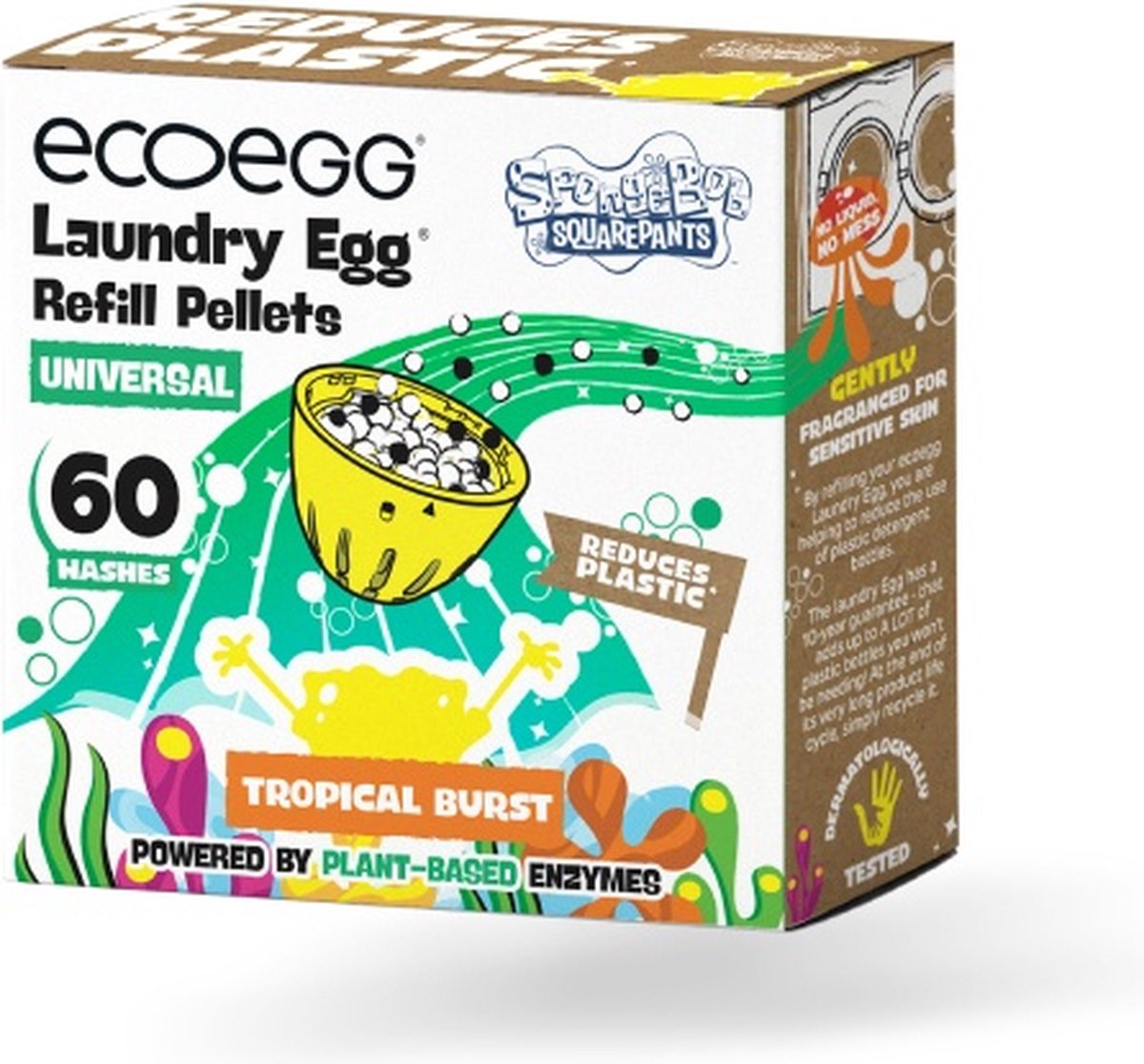 Goedkoopste Ecoegg Navulling – Tropical Burst – SpongeBob - 50 wasbeurten - Was Ei - Wasmiddel - Hervulbaar - Duurzaam - Hypoallergeen - Geschikt voor baby's en mensen