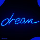 Neon Lamp - Dream Blauw - Incl. Ophanghaakjes - Neon Sign - Neon Verlichting - Neon Led Lamp - Wandlamp