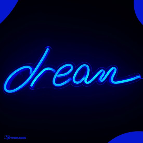 Lampe néon - Dream Blauw - Enseigne au néon - Siècle des Lumières au néon - Lampe LED au néon - Applique murale - Incl. Crochets suspendus