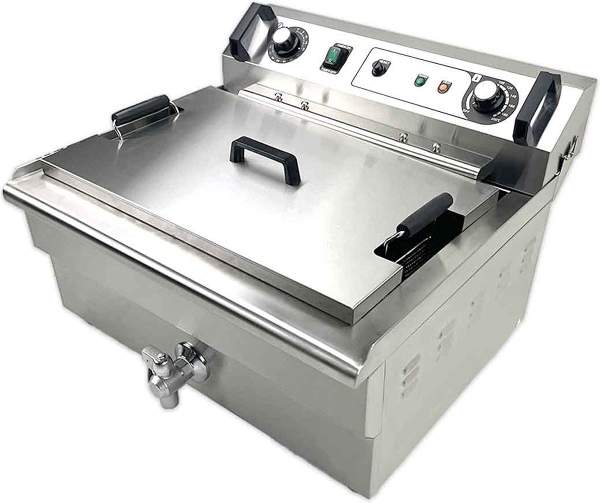 HCB® - Professionele Horeca frituurpan - Friteuse - 30 liter - 400V - RVS / INOX - 60.6x57.5x40.7 cm (BxDxH) - 25 kg