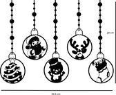 Little1Gifts - Raamsticker - Kerstballen slingers - kerstfiguren - groot - wit