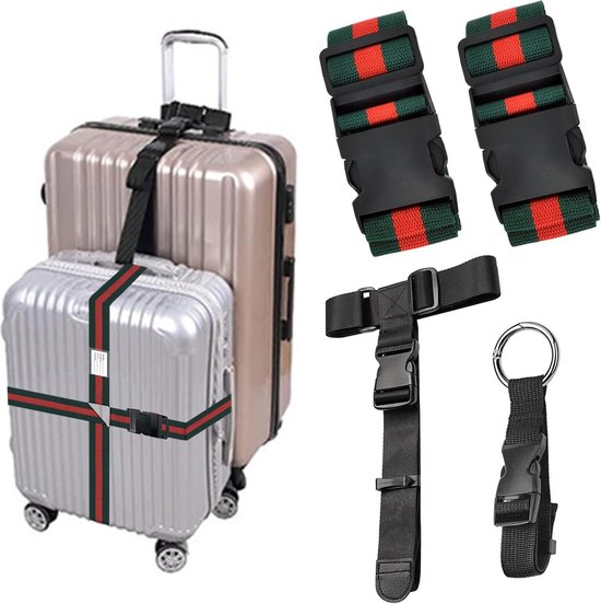 Sangles à Bagage Aokito – Lot De 4 Avec Serrure à Code – Réglables 20-34 Pouces – Bleu