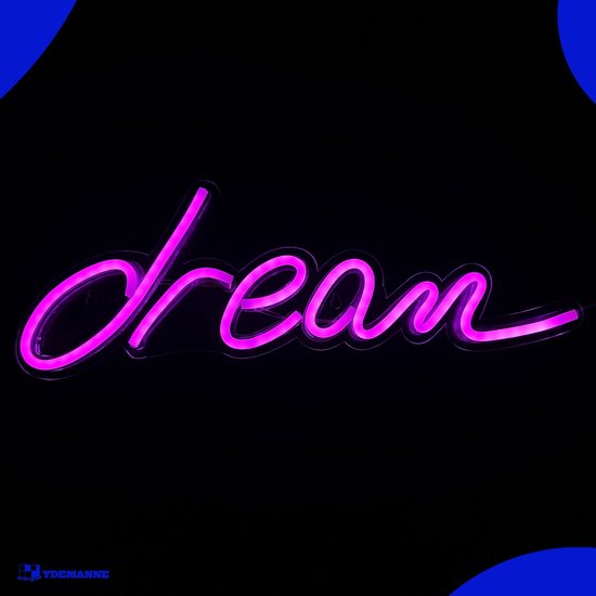 Neon Lamp - Dream Roze - Dimbaar - Incl. Ophanghaakjes - Neon Sign - Neon Verlichting - Neon Led Lamp - Wandlamp