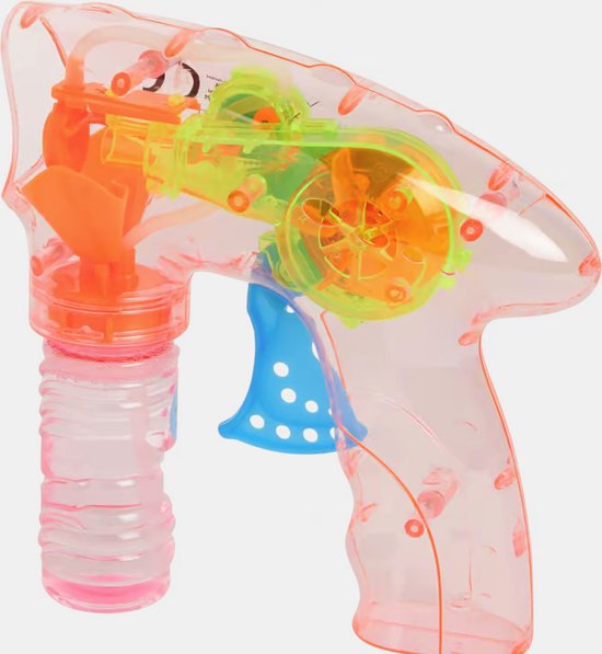 Foto: 2x bellenblaas pistool met led licht 14 cm bubble gun bellenblaaspistolen buitenspeelgoed fun artikelen