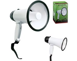Megaphone Met Geluiden - Voor Sport Evenementen - 10 Watt - Met Ole Ole Geluid - Afm. 14 x 14 x 22 Cm