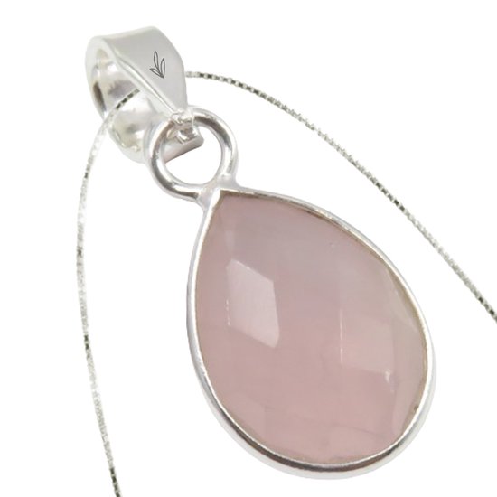Bijoux nature - collier de quartz rose en argent sterling 925 - bijoux en pierres précieuses - fait main