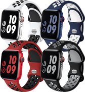 Podec Smartwatch - Siliconen Strap Multicolor Set van 4 - Geschikt voor Apple Watch - Bandje Geschikt voor iWatch 42 / 44/ 45 / 49 mm - Geschikt voor Series 1/2/3/4/5/6/7/SE