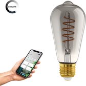 EGLO connect.z Smart LED Lamp -E27 - Ø 6,4 cm - Smoke - Rookglas - 2000K - Dimbaar - Zigbee