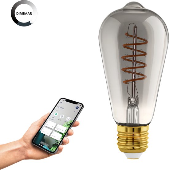 EGLO connect.z Smart LED Lamp -E27 - Ø - Smoke - Rookglas - 2000K - Dimbaar - Zigbee