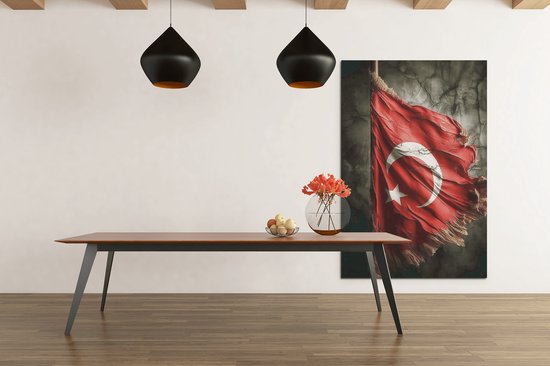 Canvas Schilderij - Abstract - Vlag - Turkije - Print op canvas - 60x40 cm