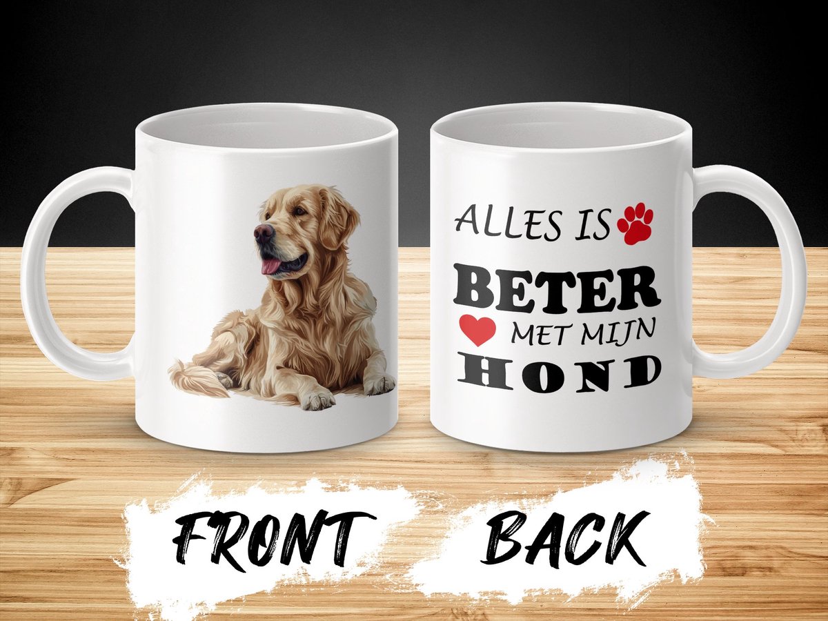 Mok Golden Retriever Alles is beter met mijn hond - dog - doglover