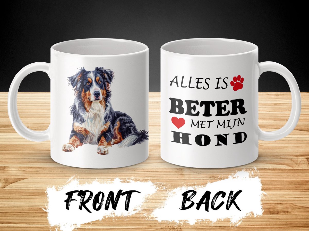 Mok Australian Shepherd Alles is beter met mijn hond - dog - doglover