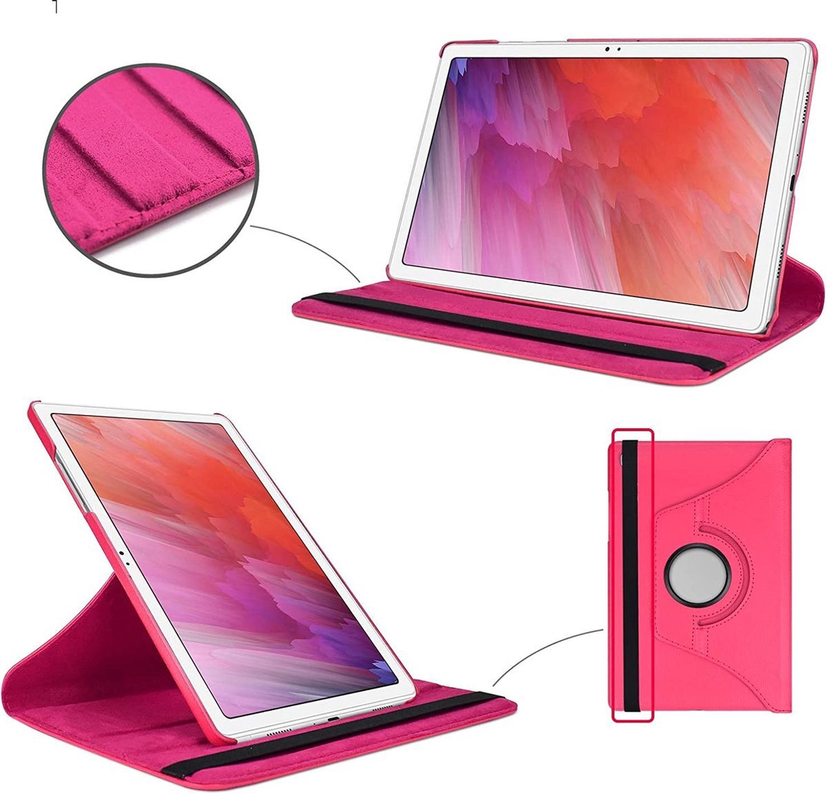 Draaibare Bookcase - Geschikt voor Samsung Galaxy Tab A7 Hoes - 10.4 inch (2020) - Fel Roze