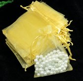 10 stuks grote organza zak geel 23x17 cm - cadeauzak