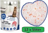 Duvo+ Premium Silica Kattenbakvulling - bloemen wit/roze - Voordeelverpakking - 12x 5L