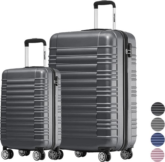 Ensemble valise TRVLMORE - 2 pièces - 38L (bagage à main) + 110L - Gris foncé
