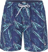 Happy Shorts Heren Zwemshort Blad Print Blauw - Maat XL - Zwembroek