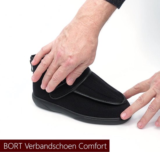 BORT BASIC – VERBANDSCHOENEN / VERBANDPANTOFFELS VOOR DAMES EN HEREN „COMFORT“ MET RITS EN KLITTENBANDSLUITING - WASBAAR – MAAT: 41 – KLEUR: ZWART