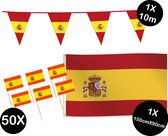 Landen versiering pakket Spanje- gevelvlag Spanje(150cmX90cm)-prikkertjes Spanje(50stuks)-vlaggenlijn Spanje(1stuks)-Europa party decoratie (Spanje)