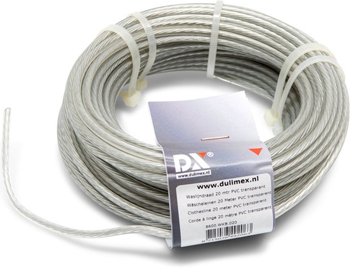 Dulimex waslijndraad 40 meter PVC transparant